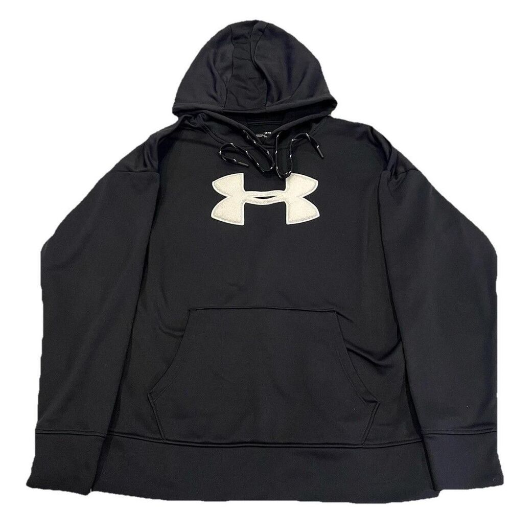 Mens Under Armour Loose Coldgear Large Black Long Sleeve Hoodie Sweatshirt